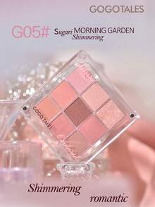 GOGO TALES GOGOTALES Palet Eyeshadow Matte Lembut Magnetik 9 Warna, Warna Matte, Shimmer, Smoky, Highlight dan Contour, Palet Multifungsi All-In-One, Cocok untuk Riasan Ringan Sehari-hari dan Pelajar - G05# Taman Pagi - View 7