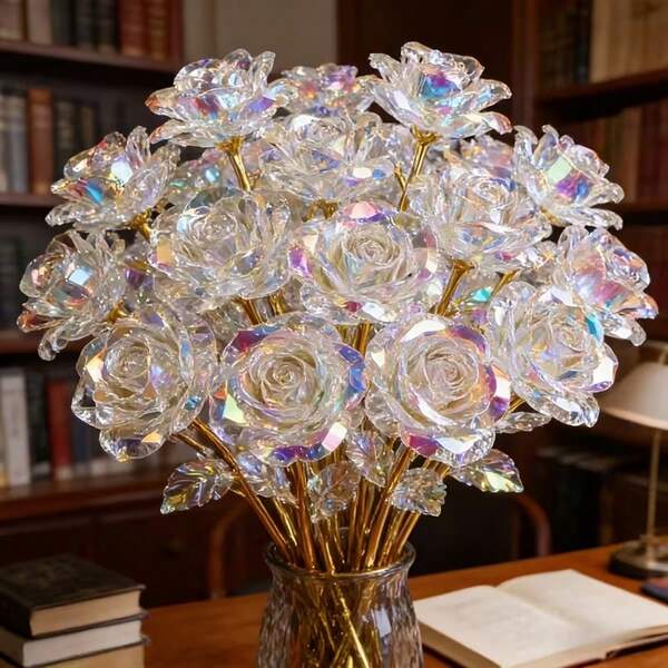 Crafted Diamond Roses And Sparkling Eternal Roses Are Used To Decorate Wedding Centers, Mother's Day, Birthdays, Anniversaries And Home Decor