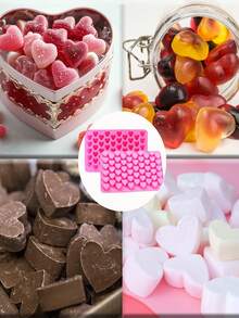 Moule en silicone 3D Cœur/Fève de café pour glace au chocolat 55 cavités, réutilisable, résistant à la chaleur, four, lave-vaisselle, micro-ondes et congélateur, moule à glaçons avec design en relief, convient pour pudding, gâteau, savon, bougie et pain, moule de cuisson multifonction anti-adhésif et DIY, parfait pour la création de desserts créatifs, moule de cuisson en silicone, plats faits maison délicieux, motif en relief, démoulage facile - Multicolore - Voir 6