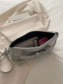New Fashion Versatile Textured Chain Shoulder Bag Underarm Women's Bag - Silver - View 4