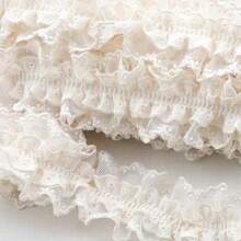 1 Yard Double Layer Elastic Lace Trim, 3D Ruffle Embroidered Ribbon Fabric, Suitable For Sewing, DIY Clothing, Hair Accessories, Home Decor - Multicolor - View 1