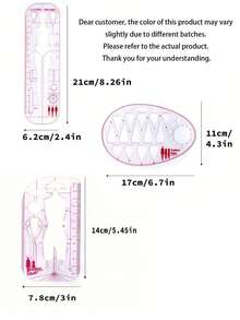 1/3pcs Fashion Design Rulers, Making And Sewing, Perfect For Female Mannequin Patterns, And An Ideal Choice For Professional Tailors And Embroidery Enthusiasts - Multicolor - View 3