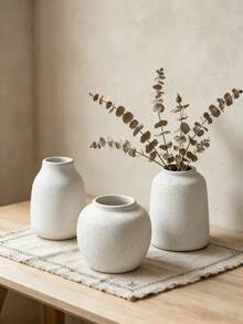 Mottled Textured Vase, Minimalist Neutral Sandstone Pattern Vase, Modern Rustic Style Decorative Vase, Suitable For Living Room Coffee Table, Home Decor - Multicolor - View 5
