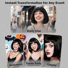 High-Color Short Bob Wig, Holiday Fun Cosplay Party Series Ball Costume Accessory Hairpiece, Women's Daily Wear Fashion Elegant Basic Style Wig - Multicolor - View 8