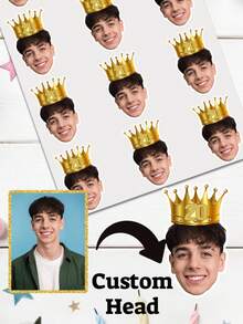 UNICCUT 24/48pcs Customizable 30th, 40th, 50th And 60th Birthday Party Face Crown Hat Stickers, Adult Birthday Decorations, Party Stickers - Multicolor - View 2