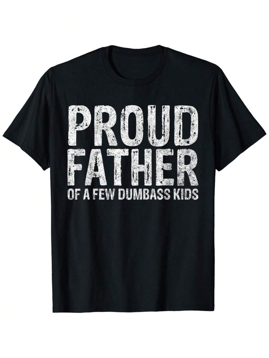 Cotton Short Sleeve Proud Father of a Few Kids Shirt Funny Fathers Day T-Shirt for Men Women - Noir - Voir 1