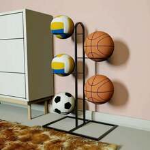 Basketball Display Rack Wall Mounted Iron Ball Storage Shelf Multi-Functional Sports Equipment Organizer - Multicolor - View 2