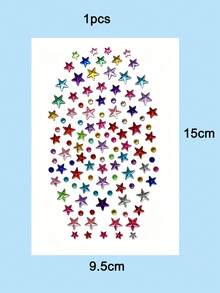 Multi-Color Star Rhinestone Stickers DIY Self-Adhesive Music Festival Face Decoration Stage Makeup Eye Makeup Glitter Stickers - Multicolor - View 2