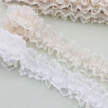 1 Yard Double Layer Elastic Lace Trim, 3D Ruffle Embroidered Ribbon Fabric, Suitable For Sewing, DIY Clothing, Hair Accessories, Home Decor - Multicolor - View 5