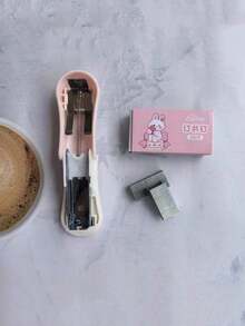 1pc Pink Mini Stapler Set,Back To School Essentials,Creative Gift For Thanksgiving, Christmas, Birthday Halloween Decoration,Back To School,School Supplies - Sets - View 3