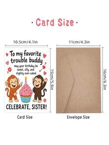 1pc Birthday Card For Friend, Sister – Woman Silhouette Cake Illustration, Sweet Birthday, Thickened, With Envelope - A - View 5