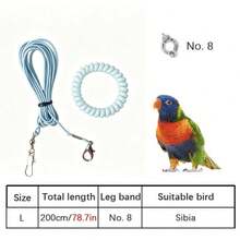 Soft Elastic Bird Flying Training Leash With Anti-Lost Foot Ring, Adjustable Lightweight Parrot Harness Rope With Coil Wrist Band, Outdoor Training Walking Lead For Small Medium Birds Cockatiel Budgie Conure - 1pc Training Hoop - View 5