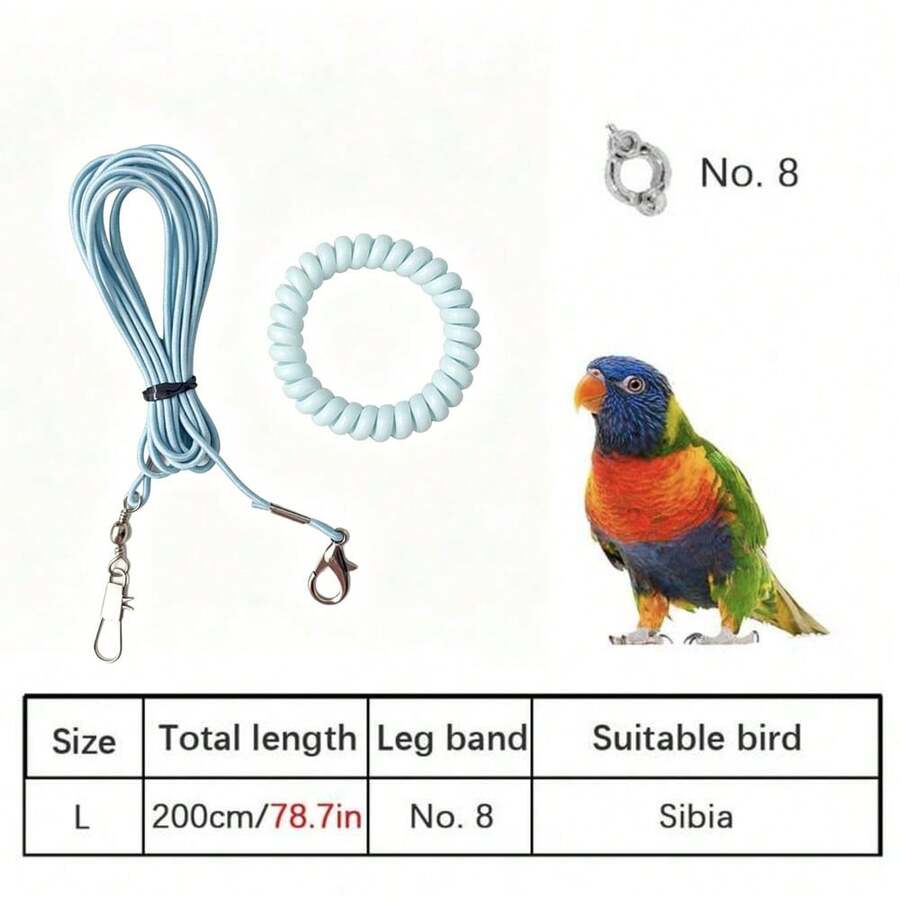Soft Elastic Bird Flying Training Leash With Anti-Lost Foot Ring, Adjustable Lightweight Parrot Harness Rope With Coil Wrist Band, Outdoor Training Walking Lead For Small Medium Birds Cockatiel Budgie Conure