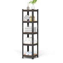 5-lagige Metallregale – unabhängige Regale – starke Tragfähigkeit – Regale können nach oben und unten verstellt werden – Fußabdeckungsdesign – MDF-Platte + Eisen – großes Fassungsvermögen – 37 x 37 x 150 cm - Übersicht 3