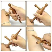 1 Set 1pc Natural Sandalwood Massage Stick Tool Acupoint Reflexology Massage Tool Full Body Relaxation Deep Tissue Foot Massage - View 3