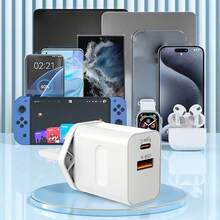 40W USB-C 充电器，双端口 PD 电源适配器 + QC Type-C 墙式充电器，兼容 17/16/15/14/13/12/11 Pro Max Plus / Mini 及其他设备 - 英規插(220-240V) - 查看 7