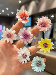 20入仿真漸層雛菊髮夾 編髮裝飾髮針 女生清新風側夾髮飾 - 紅色 - 查看 8