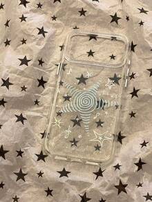 Laser Blue Wavy Starfish Pattern Phone Case Compatible With Iphone 17 Pro Max, 17, 16 Pro Max, 16 Pro, 15 Pro, 15, Korean Style Summer Fresh Full Body Protective Cover - Clear - View 4