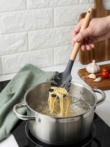 12-Piece Silicone Kitchen Utensil Set. Non-Stick Spatula. Silicone Material. Upgraded Version Thicker, Sturdier And More Durable. Silicone Spatula And Spoon Set. Heat-Resistant, Non-Stick Cooking Tools. Natural Wooden Handle. Easy To Clean, Dishwasher . Suitable For Holidays And Daily Use - Perfect Choice For Cooking. - Multicolor - View 6