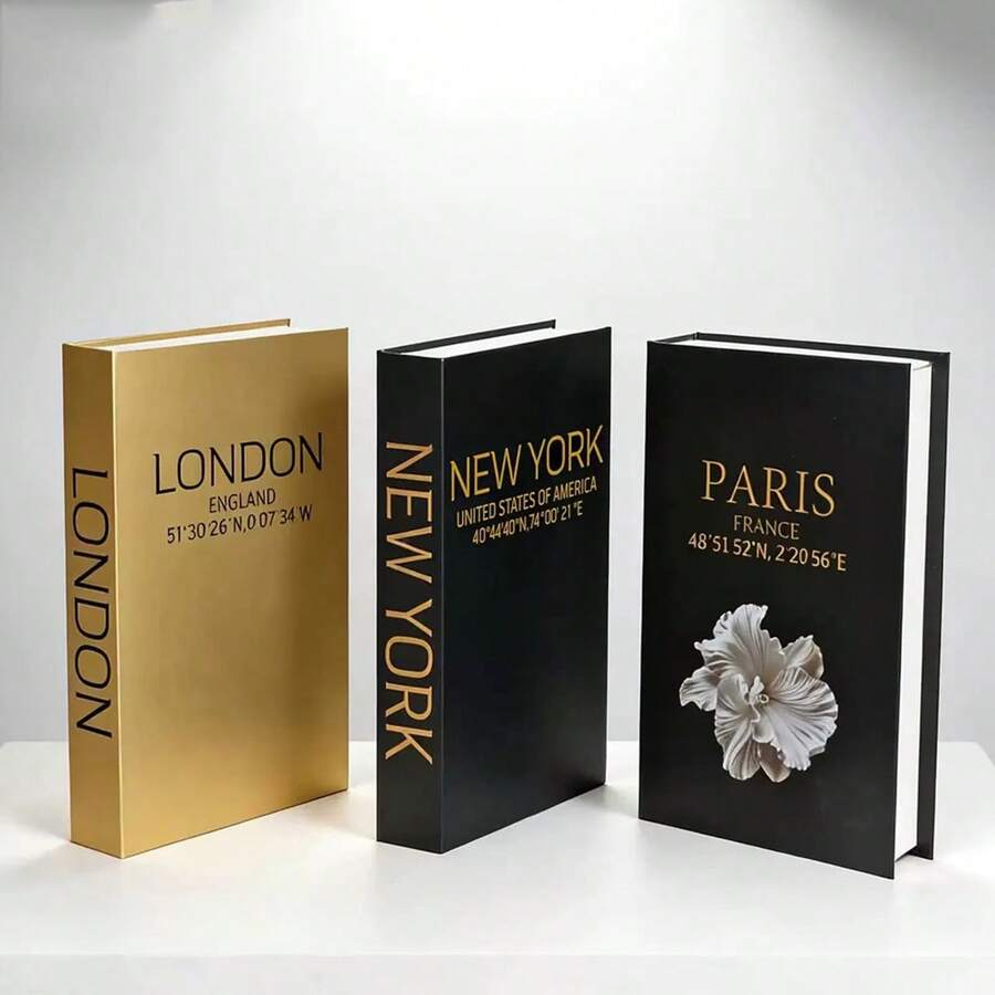 3pcs Fashionable Faux Decorative Books, Modern Luxury Stackable Fake Book Ornaments, Living Room Coffee Table Hotel Model Room Soft Decor Gift Props