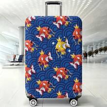 Miniso Pokemon Magikarp Pixel Wave All Over Print Luggage Cover, Elastic Washable Suitcase Protector, Japanese Retro Pixel Style Anti-Scratch Dustproof Travel Skin - Color - View 6