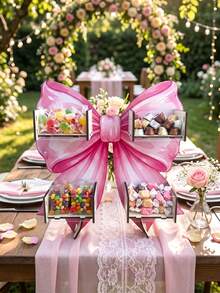 1pc Wooden Dessert Display Stand, Arched Dessert Stand, Birthday Decoration, Tabletop Decor, Birthday Party Supplies, Tabletop Decoration, Gender Reveal Party Supplies, Pink Party Decoration, Baby Shower Party Favors, Wedding Decoration, Newborn Party Decoration, Bridal Shower Display Stand, Home Decor, Room Decor - Bow - View 7