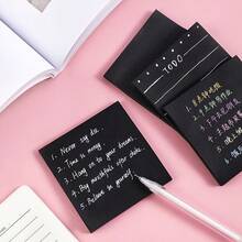 2 Pads 100 Sheets Minimalist Pure Black Sticky Notes, Self-Adhesive Solid Color Tearable Memo Pads, Simple Note Paper For School Office Planner Journal Scrapbook Daily Reminder Stationery Supplies School Supplies - 100Sheets - View 8