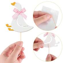 6 Stücke lustige Gans-Thema Cupcake-Topper, alberne Gans Partydekorationen, gansförmige Tortendekorationen, geeignet für Hochzeit, Verlobungsparty, Geburtstagsparty, Babyparty, Geburtstagsparty-Zubehör - mehrfarbig - Übersicht 4