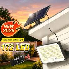 172 LED Solar Outdoor Light With Motion Sensor And Remote Control - 3 Modes (Day/Night/Off), 5.0m Wireless Solar Floodlight, Solar Outdoor Lighting, Wall Light, Widely Applicable For Yard, Street And Garden - 1pc - View 4