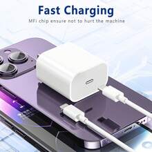 1pc 3.3ft/100cm USB-C To Type-C/Lightning Charging Data Cable, Fast Charging High-Efficiency Data Transfer Cable, Compatible With IPhone 17 Pro Max/17 Pro/17/Air/16/15/14/13/12/11/XS/XR/8/ Series - White - View 8