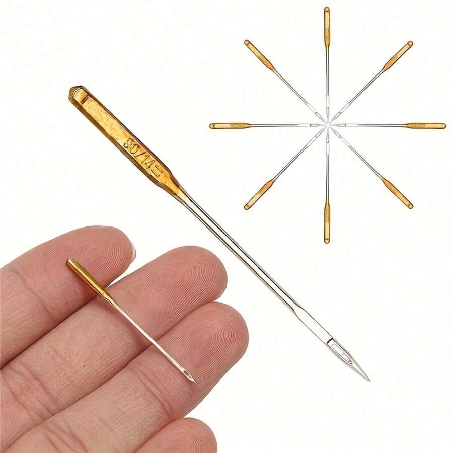10pcs/Pack Universal Sewing Needles, Gold Coated, Suitable For Home And Sewing Machines, Fit For Various Sewing Tasks, Fabric Sewing, Precise Threading, Seamless Stitching, Strong Durability - Golden - View 1