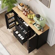 Modern Sideboard In A Minimalist Style / MDF Sideboard / Freestanding Base, High Load-Bearing Capacity / Generous Storage Space / Suitable For Dining Rooms, Living Rooms And Entryways - Black - View 5