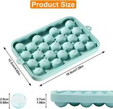 Round Silicone Ice Cube Tray, 2 Pieces, 25 Compartments With Airtight Lid, Small Ice Ball Molds For Freezer, Ideal For Drinks Like Whiskey And Cocktails - Multicolor - View 3