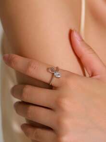 1pc Fashion Irregular Line Design925 Sterling Silver Rings Ladies Metal Dazzling Geometric CZ Jewelry For Daily Wear - Silver - View 3