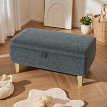 Linen Padded Storage Stool Ottoman Storage Box Footstool Living Room Bedroom Hallway Shoe Stool Footrest - Dark Grey - View 13