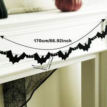 1 pezzo Ghirlanda di perline a forma di pipistrello nero per Ognissanti, banner da appendere al camino, decorazione con silhouette di pipistrello spettrale, ghirlanda di perline, stile gotico e rustico, per camino, mobile, finestra, interno, decorazione stagionale per le vacanze, ornamento da parete, per festa di Ognissanti, dolcetto o scherzetto, accessorio fotografico, decorazione per la casa, regalo - Multicolore 3 - Visualizzare 13