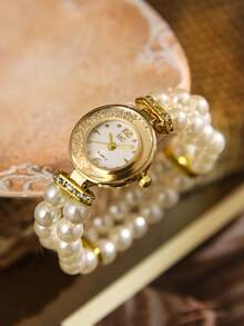 1 buah Jam Tangan Quartz Persegi dengan Sambungan Bambu Emas/Perak, Sempurna untuk Pemakaian Sehari-hari, Juga Hadiah Ulang Tahun dan Natal yang Ideal - Putih - View 8