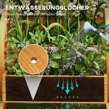 Planter On Wheels In The Shape Of A Wagon Wheel, 61 X 62 X 57 Cm, Weatherproof And Water-Repellent, 3 Levels With Drainage Holes, Made Of Fir And Teak Wood. - C - View 4