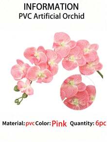 6/5/3/1支人造蝴蝶蘭花莖，逼真粉色蘭花枝，裝飾絲綢蘭花；適用於客廳家居裝飾、秋季與萬聖節造型、母親節、女性禮物、婚禮裝飾、臥室裝飾與派對用品 - 粉色 - 查看 7