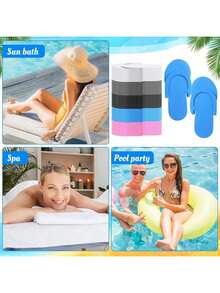 12/24 Pairs Guest Pedicure Slippers, Foam Flip Flops, Pedicure Shoes, Sandals, Women's Spa Party Supplies Wholesale, Slippers Length 26cm, Unisex - View 5