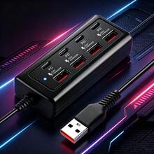 8-In-1 USB Hub With 4 USB And 4 Type-C Ports For Fast Charging, 25W PD Fast Charging And Data Transfer - Compact Multi-Port Adapter Compatible With USB Devices, Laptops, Tablets, Smartphones, Flash Drives, External Hard Drives And More - View 6