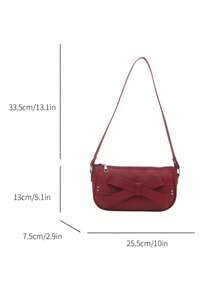 Nuevo bolso de hombro versátil con textura de cadena, bolso de axila para mujer - Burdeos - Ver 5