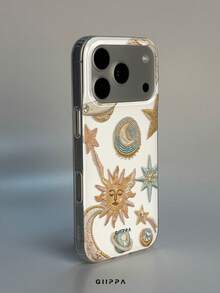 GIIPPA 1pc Sun & Star Pattern Design Phone Case, Compatible With Phone 17 Pro Max, 16 Pro Max, 15 Pro Max, 14 Pro Max, 11/12/13/14/15/16 Pro Max Plus, Korean Style High-End Fashion Fun Phone Case, Elegant Design Suitable For Men And Women, Perfect Gift For Girlfriend On Christmas, Valentine's Day, Easter, Wedding Season And Birthday! - Multicolor 1 - View 2