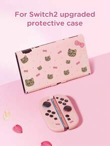 1件極簡粉色波點豹紋蝴蝶結設計保護殼，相容於Switch 2nd Gen (2025)，適用於Switch NS/Switch OLED/Lite，適合Switch 2遊戲主機配件，收納袋，Switch保護殼，送給Switch玩家的浪漫禮物 - 彩色 - 查看 2
