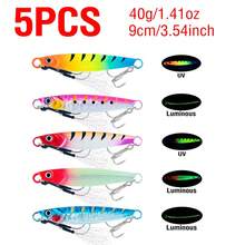 5pcs 20g-60g Metal Sinking Lure Baits With Realistic Fish Skin, Split Ring And Strong Hook, Suitable For Saltwater Grouper And Mackerel - Multicolor - View 10