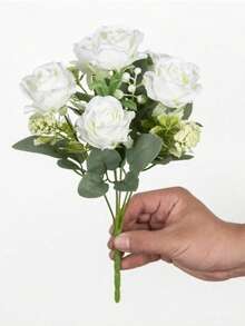 1/3pcs Artificial Silk Rose Bouquet, Faux Foam Fruit, Spring/Autumn Decoration, Valentine's Day Bridal Bouquet, Wedding Vase Decoration, Suitable For Home, Room, Restaurant, Bedroom, Bathroom, Kitchen Decor - White - View 12