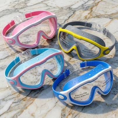 Ochelari de înot pentru copii, impermeabili, etanși, UV400, anti-abur, cu câmp vizual larg, confortabili, pentru piscină și plajă