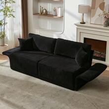 Modern Minimalist Fabric Sofa With Multifunctional Conversion: Comfortable Sofa Bed For Living Rooms, Offices And Studios, Foldable Double Sofa Bed For Small Apartments. - 黑色 - 查看 4