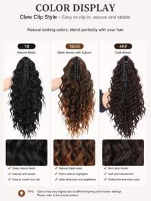 Ekstensi Ekor Kuda Keriting Gelombang Dalam dengan Tali Serut & Jepit Cakar, Tersedia Dua Gaya: Rambut Sintetis Tebal, Bervolume, Tahan Panas, Sentuhan Alami dan Realistis, Rambut Ekor Kuda Palsu untuk Wanita Semua Etnis, Cocok untuk Pesta Sehari-hari, Halloween, Natal, dan Cosplay. - MultiWarna - View 8