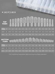 60pcs/Bag Original Sandwich-Style Double-Layer Toe Nail Molds, Curved Square Short Toe Nail Molds, No Paper Mold Needed, 15 Sizes, Nail Salon Nail Art Tools - Multicolor - View 6